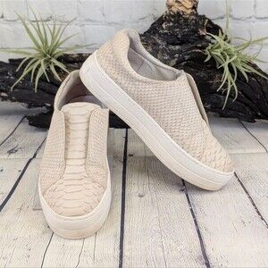 J/Slides Heidi Slip-On Leather Sneakers - Snake Embossed Cream